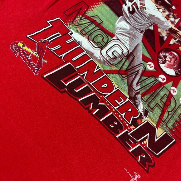 VTG 90s ST Louis Cardinals Mark McGwire Shirt Medium Red Thunder N Lumber Tag L - Picture 6 of 16
